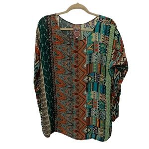 Johnny Was Multicolor Geometric Blouse